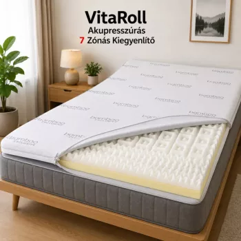   Vitaroll - Akupresszúrás 7 zóna+ 4cm HR EcO Kiegyenlítő Fedőmatrac 140x200cm