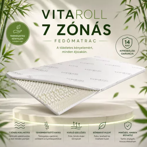 Vitaroll - Akupresszúrás 7 zónás Fedőmatrac Bamboo huzattal 180x200cm